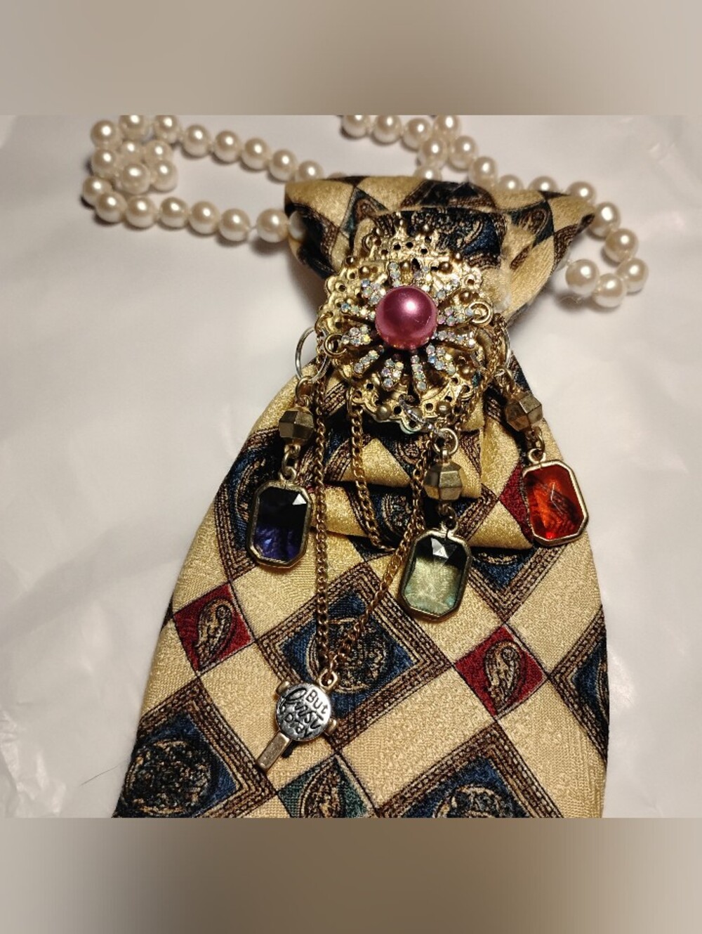 Embellished Woman's Necktie Statement Piece.
